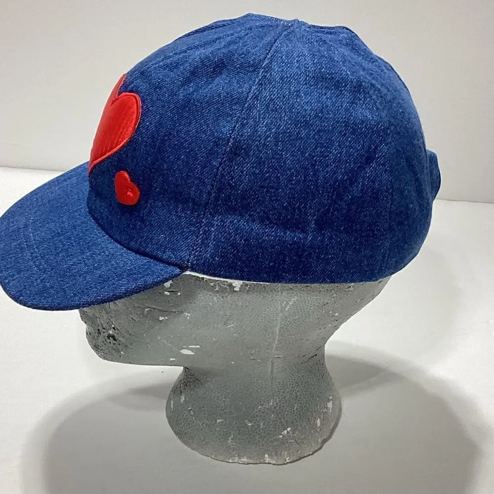 Storybook Heirlooms Denim Cap with Red Heart Accents Vintage Hat NOS Valentine